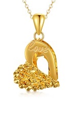 gorgeous love heart gold baby necklace